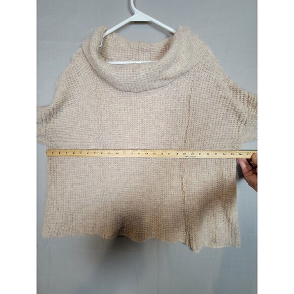 Free People Sidewinder Wool Waffle Knit Pullover Sweater Womens Large Oatmeal - Picture 4 of 8